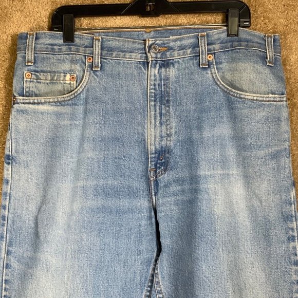 Vintage LEVI’S Mens Jeans Sz 36x36 Straight Leg 505 Red Tab Faded Blue Denim - Picture 7 of 12